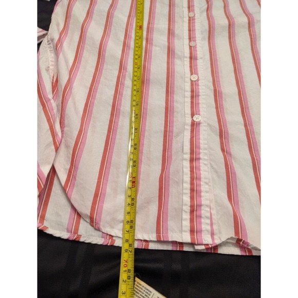 Womens J. Crew Relaxed Fit Pink Striped Button Down Shirt Size 2 Long Sleeve - Picture 5 of 8